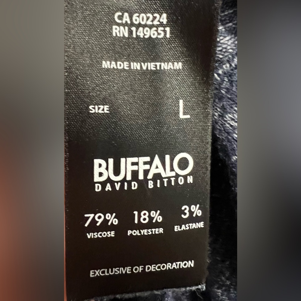 BUFFALO David Bitton Heathered Blue Scoop Neck Sweater SIZE LARGE Pre Loved - Picture 6 of 7
